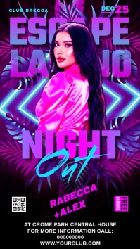 Latin night party poster Digital Display (9:16) template