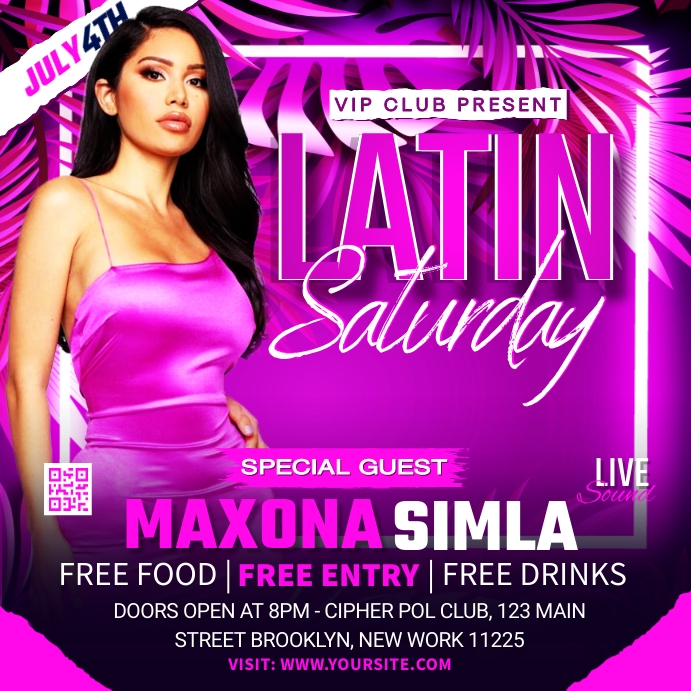 Latin night party poster Square (1:1) template
