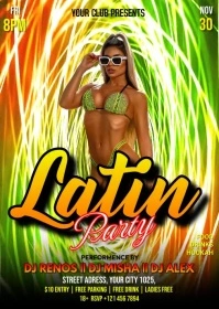 latin night party video flyer A6 template