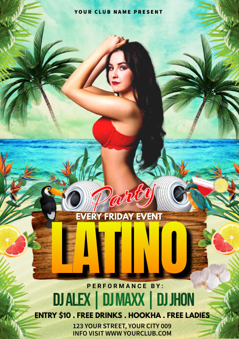 latin party flyer A4 template