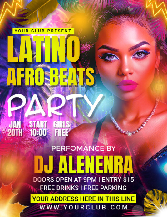 latin party flyer template