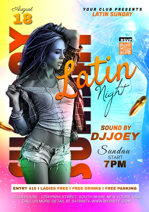 Latin Party Flyer A3 template