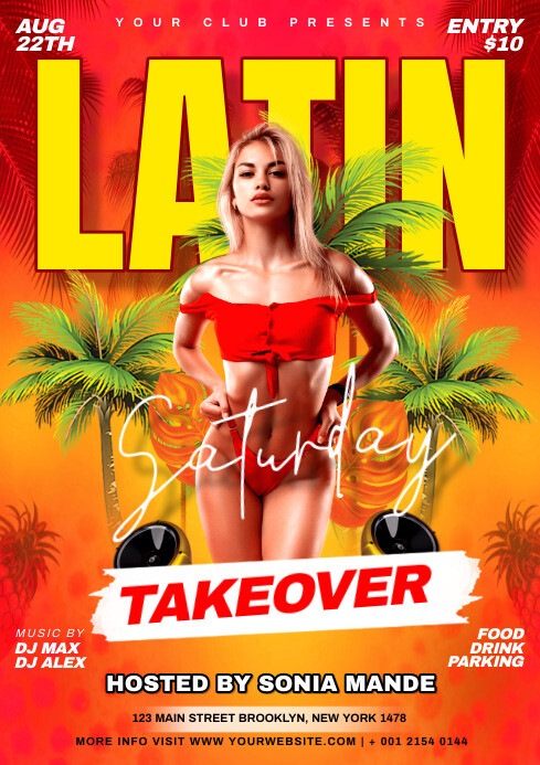 latin party flyer A4 template