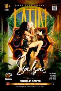 Latin Salsa Party Flyer Poster template