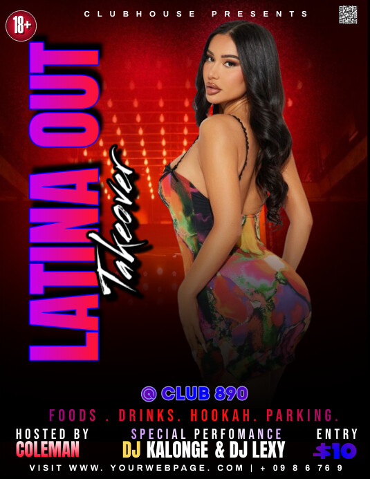 latina night, girls party posters, sexy girls Flyer (US Letter) template