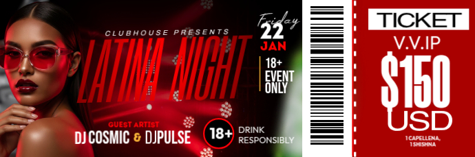 Club Vip Ticket Latina Night Club VIP Ticket Template | PosterMyWall