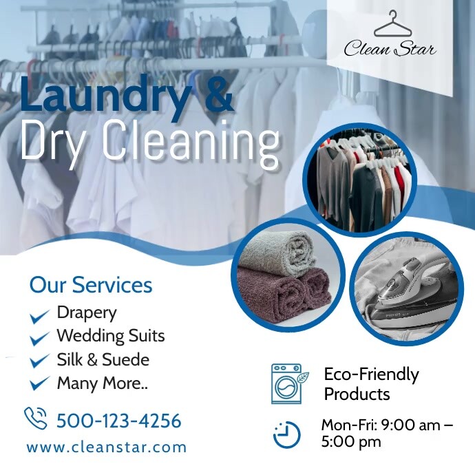 Laundry & Dry Cleaning Social Media Post Template | PosterMyWall