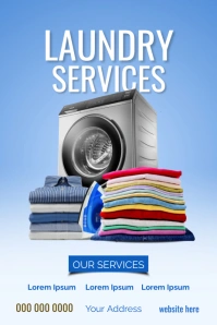 Laundry flyer design Poster template