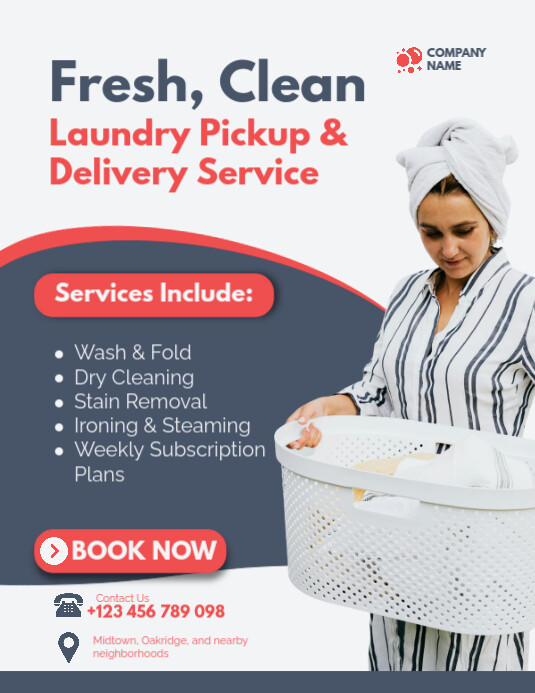 Laundry Pickup & Delivery Services Flyer Template Pamflet (VSA Brief)