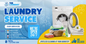 Laundry Service Banner Изображение, которым поделились на Facebook template