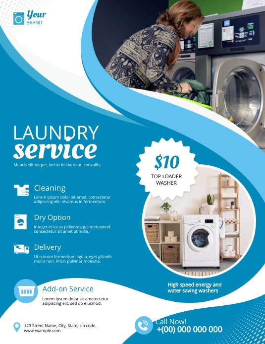 Laundry Service Flyer Løbeseddel (US Letter) template