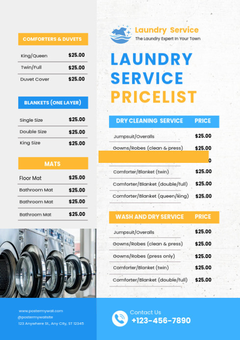 laundry service price list template | PosterMyWall