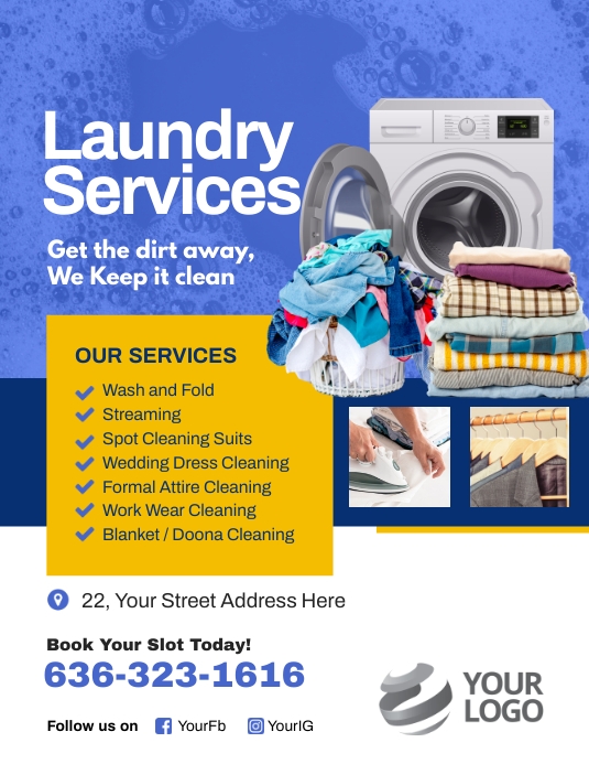 Laundry Services Flyer Template Рекламная листовка (US Letter)