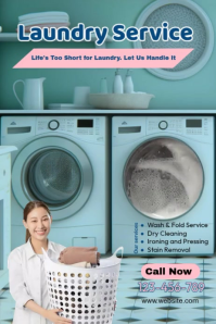 Blue Laundry Service Poster Template