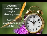 Lavendar and green floral Daylight Savings Time Landscape instagram and facebook flyer Løbeseddel (US Letter) template