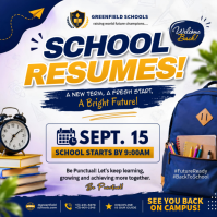 White Back to School Announcement Квадрат Template