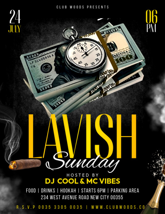 Lavish party Sunday nightclub event invitation flyer template Instagram post