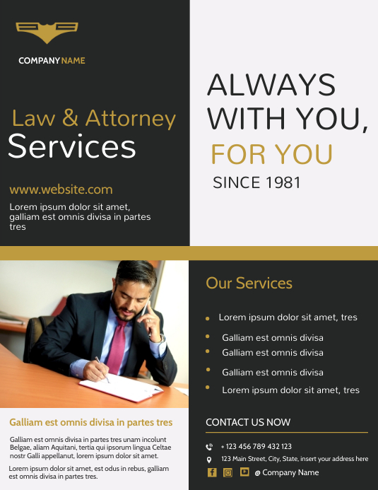 law \u0026 attorney services advertisement flyer Template | PosterMyWall