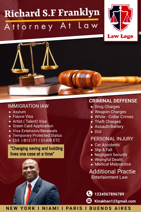 law and attorney services flyer advertisement Póster template