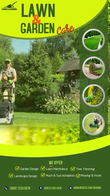 LAWN & GARDEN CARE SERVICES VERTICAL SIZE Ekran reklamowy (9:16) template