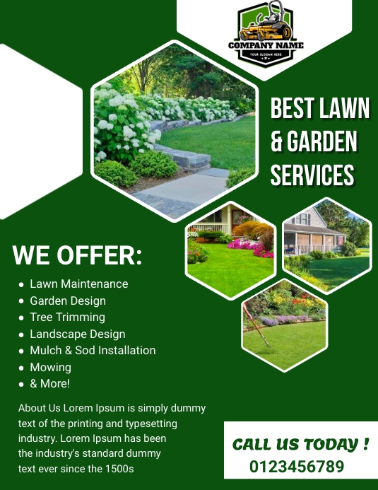 lawn & garden services care flyer template Ulotka (US Letter)