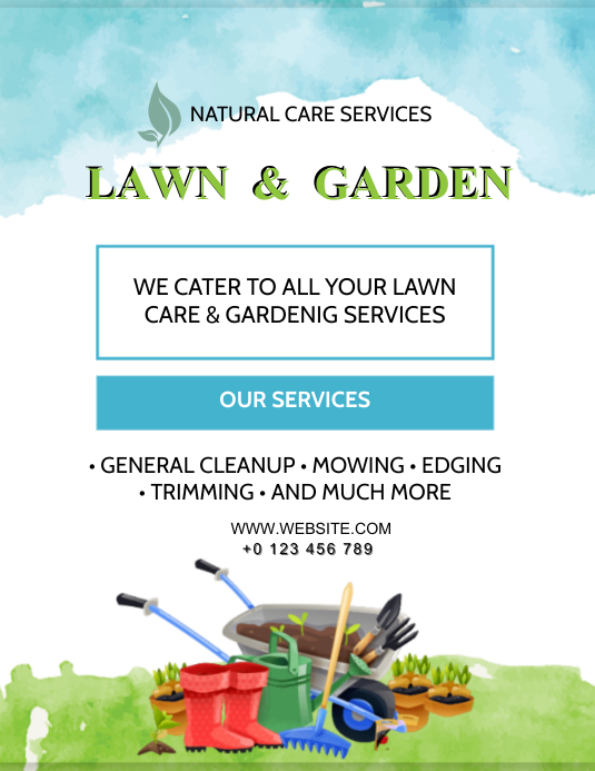 LAWN & GARDEN SERVICES FLYER AD Template Ulotka (US Letter)