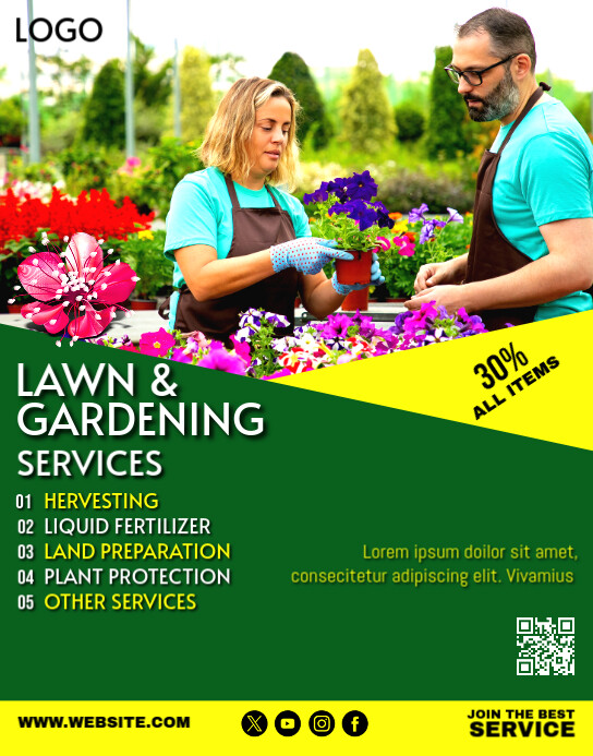 Lawn & Gardening Service Flyer Plakat/tablica ścienna template