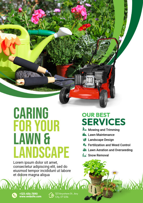 Lawn and garden care flyer A4 template