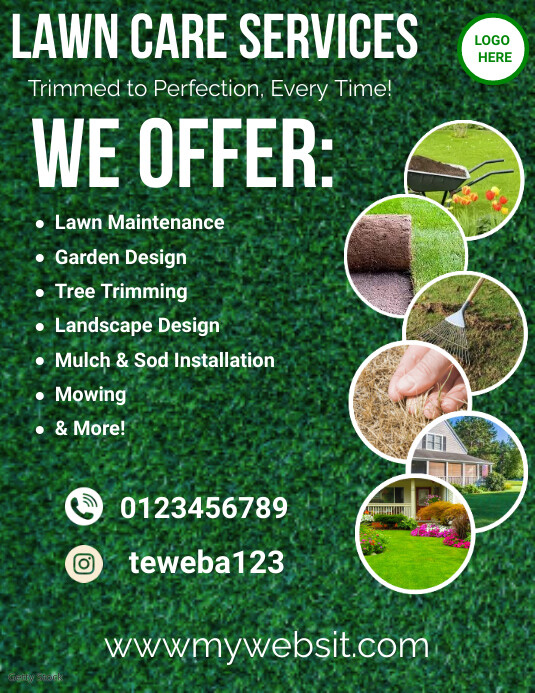 lawn and landscaping services Рекламная листовка (US Letter) template