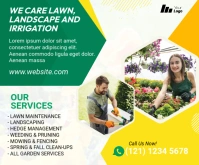 Lawn Care & Gardening Services Mellemstort rektangel template