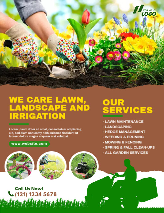 Plantilla de Folleto de Servicios de Jardinería Y Cuidado Del Césped