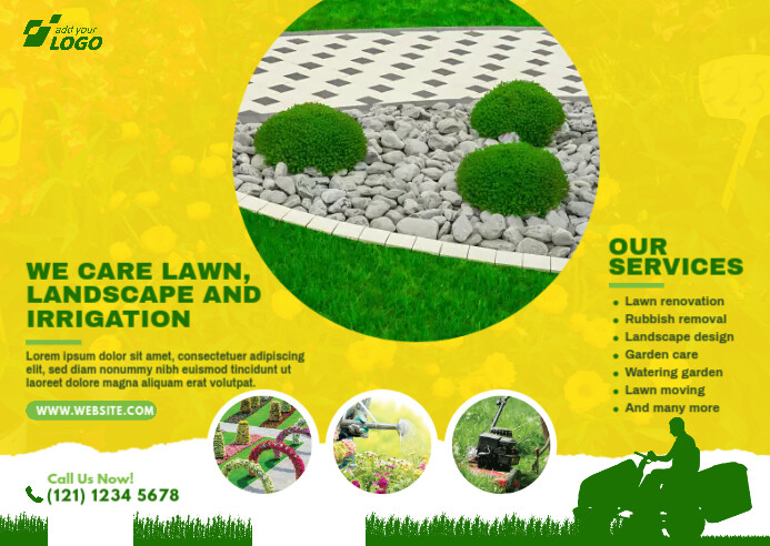 Lawn Care & Gardening Services Pocztówka template