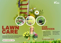 Lawn Care & Gardening Services Postcard template