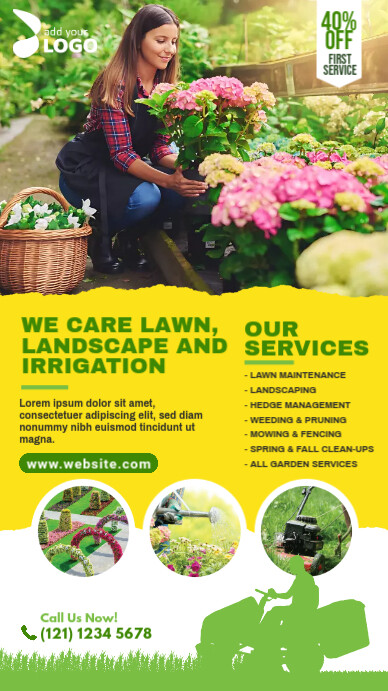Lawn Care & Gardening Services Digital Display (9:16) template