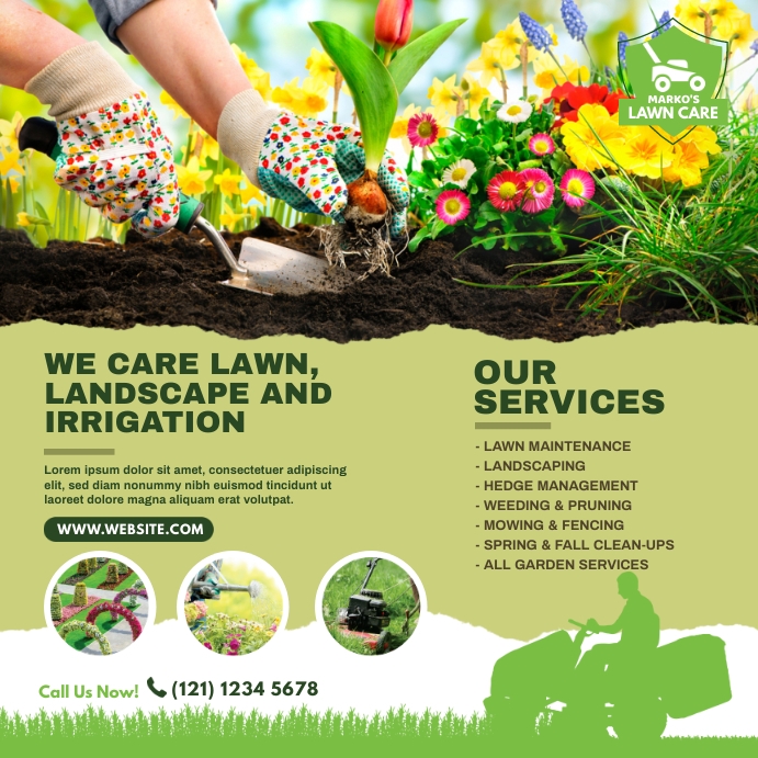 Lawn Care & Gardening Services Wpis na Instagrama template
