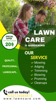 Lawn Care & Gardening Services Flyer Digital Display (9:16) template