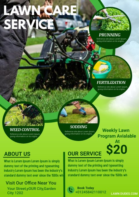 Lawn Care & Gardening Services Flyer A4 template
