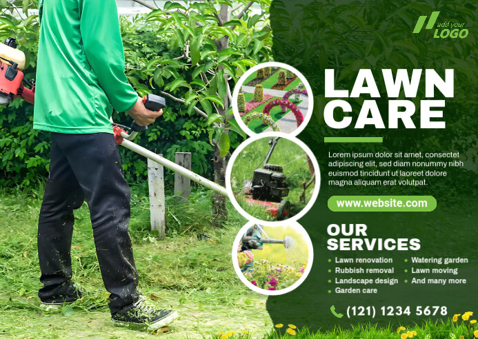 Lawn Care & Gardening Services Postcard Pocztówka template