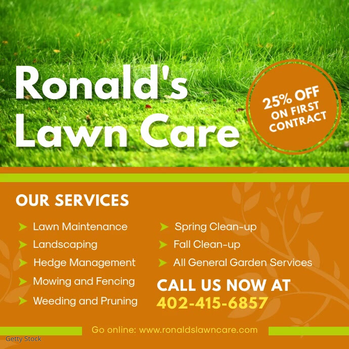 Lawn Care and Lawn Mowing Advertisement Template | PosterMyWall
