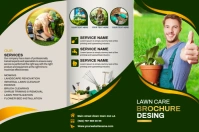 Lawn care brochure design Poster template