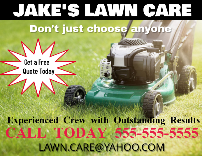 LAWN CARE LANDSCAPING  GRASS CUTTING SMALL BUSINESS FLYERS Рекламная листовка (US Letter) template