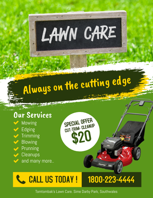 Lawn Care Services Flyer Poster Folheto (US Letter) template