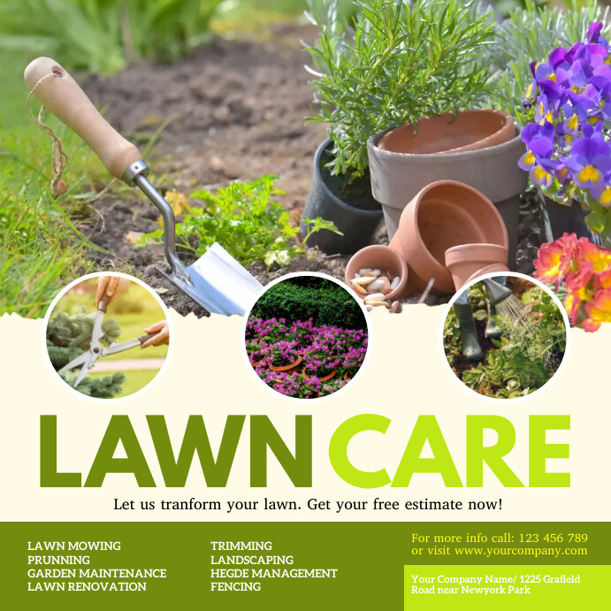 lawn mowing, lawn, lawn service, lawn care Wpis na Instagrama template