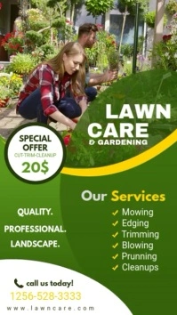 Lawn Mowing & Garden Care Service Display Digitalanzeige (9:16) template