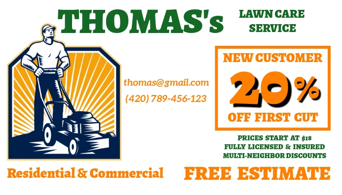Sjabloon Lawn Service Business Card Postermywall