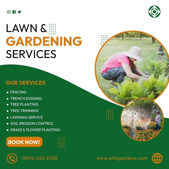 Lawn service flyer Instagram Plasing template