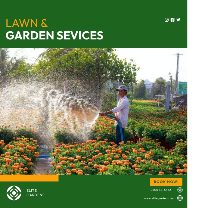 Lawn service flyer โพสต์บน Instagram template