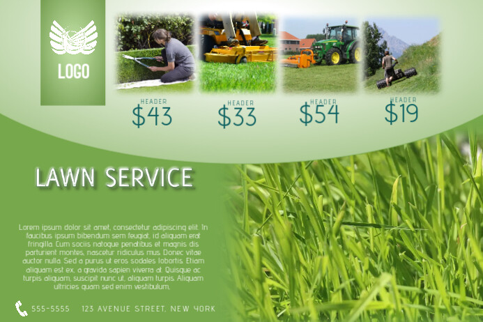 lawn service flyer template landscape green Iphosta