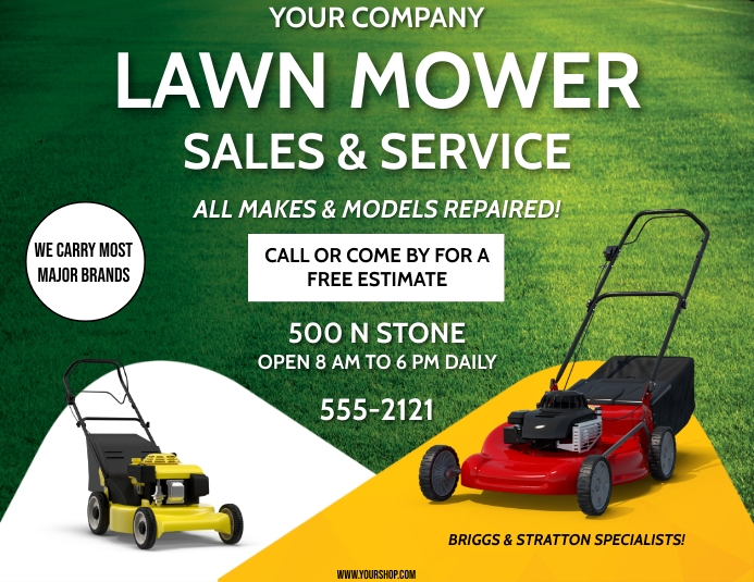 LAWNMOWER SALES & SERVICE Template | PosterMyWall lawnmower-sales-service-template-postermywall