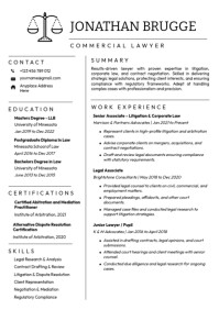 Lawyer 1 page cv A4 template